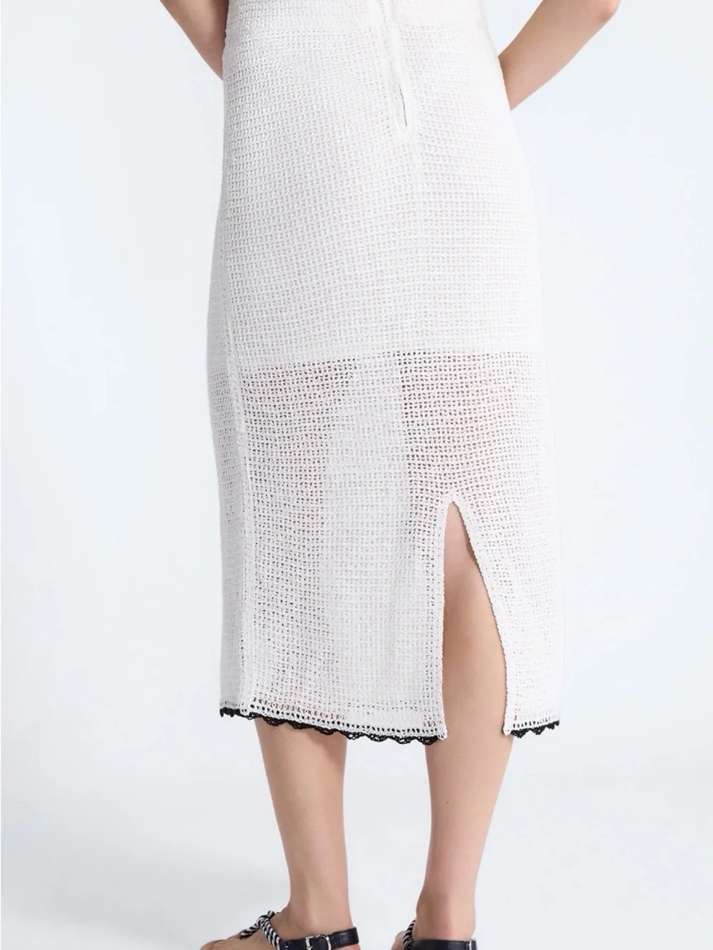 Free Assembly Women’s Embroidered Knit Cotton Pencil Midi Skirt